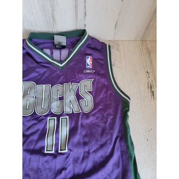 Bucks youth medium Ford 11 basketball jersey purple green clothing - Picture 4 of 8